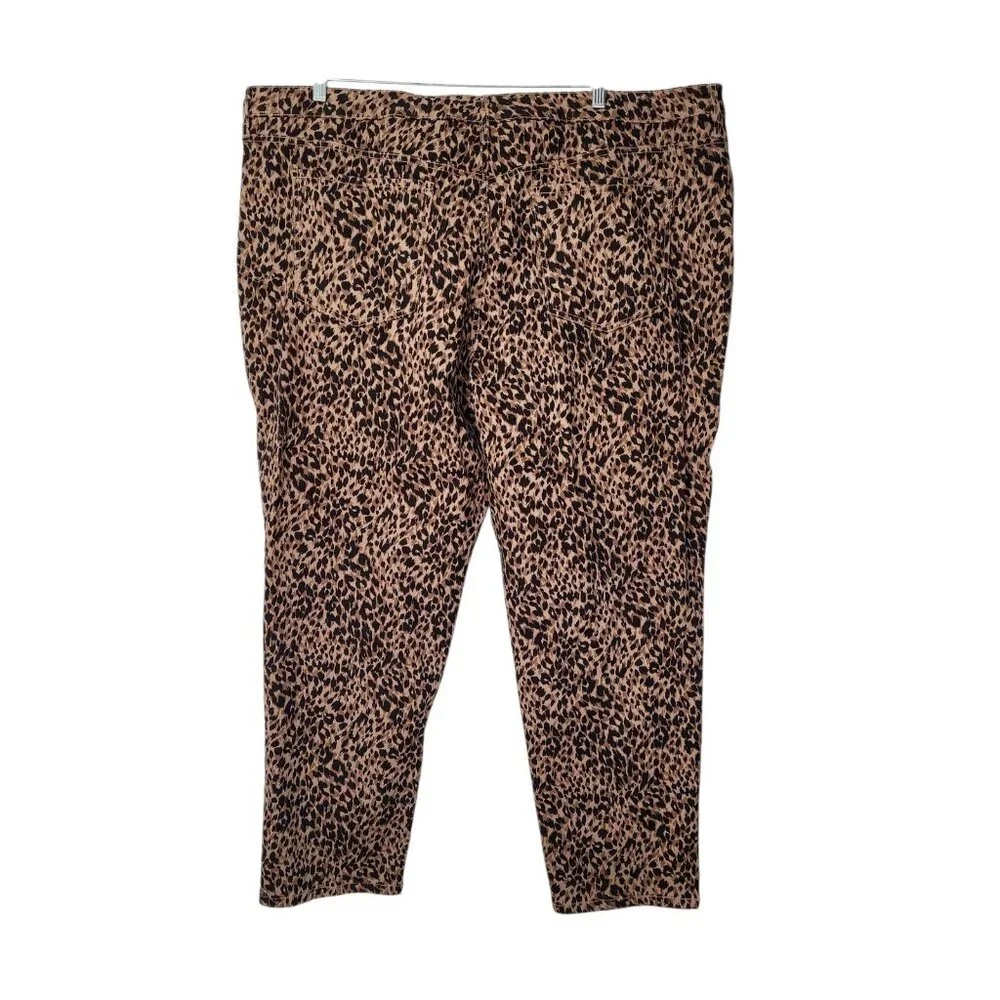 Leopard Print Jeans Womens Plus 26W Straight Leg Stretch Denim 5 Pocket Mob Wife - Picture 4 of 14